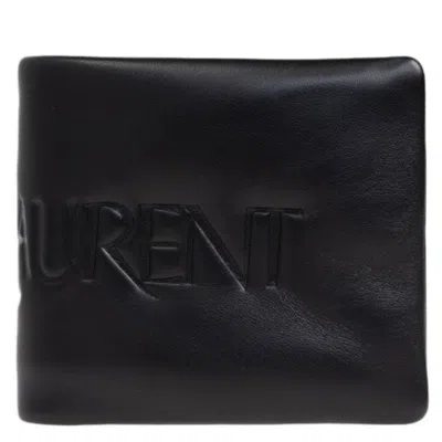Saint Laurent Logo Embossed Leather Wallet In Black