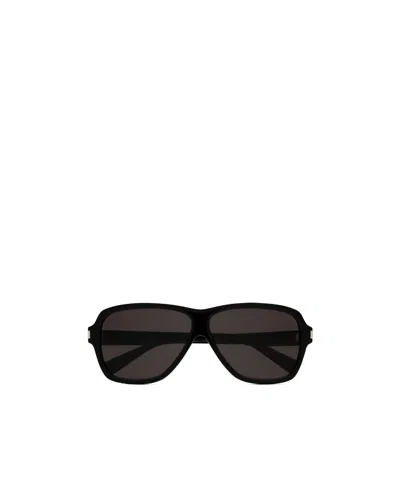Saint Laurent Logo-embossed Oversize-frame Sunglasses In Black