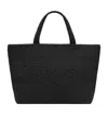 Saint Laurent Logo-embossed Raffia Tote Bag In Black
