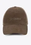 Saint Laurent Corduroy Baseball Cap In Khaki