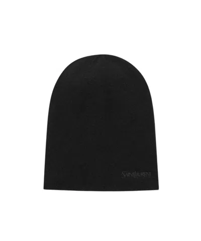 Saint Laurent Logo-embroidered Beanie In Black