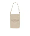 Saint Laurent Logo-embroidered Bucket Tote Bag In Nude
