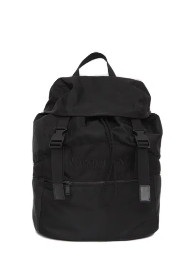 Saint Laurent Logo Embroidered Buckle Fastening Backpack In Black