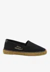 Saint Laurent Canvas Slip-on Espadrilles With Embroidered Logo Detail In Black