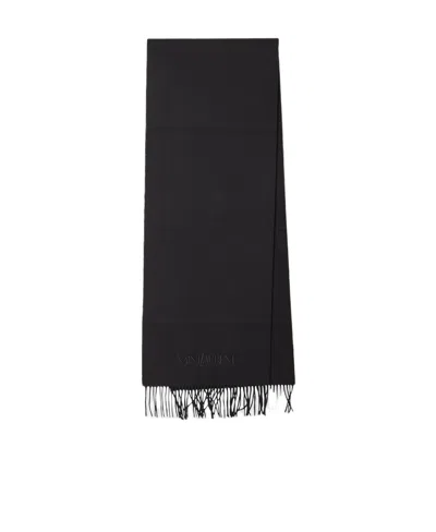 Saint Laurent Logo-embroidered Cashmere Scarf In Black