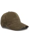 Saint Laurent Logo-embroidered Corduroy Cap In Khaki