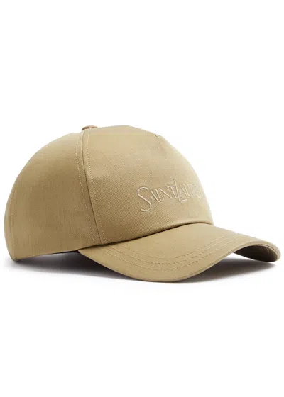 SAINT LAURENT SAINT LAURENT LOGO-EMBROIDERED COTTON-BLEND CAP