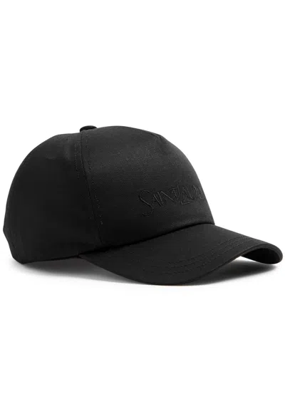 Saint Laurent Logo-embroidered Cotton-blend Cap In Black