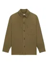 Saint Laurent Cassandre Overshirt In Cotton Linen Gabardine Clothing In Green