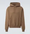 Saint Laurent Logo Embroidered Cotton Fleece Hoodie In Green