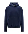 Saint Laurent Logo-embroidered Hooded Sweatshirt In Blue