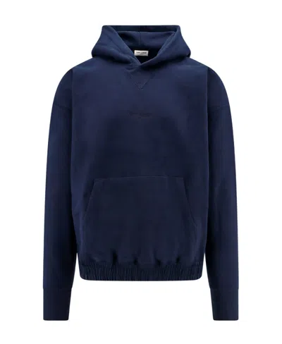 SAINT LAURENT SAINT LAURENT LOGO EMBROIDERED LONG-SLEEVED HOODIE