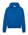 Saint Laurent Logo Cotton Hoodie In Blue
