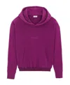 Saint Laurent Logo Embroidered Long-sleeved Hoodie In Purple