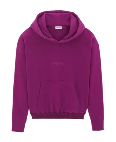 SAINT LAURENT SAINT LAURENT LOGO EMBROIDERED LONG-SLEEVED HOODIE