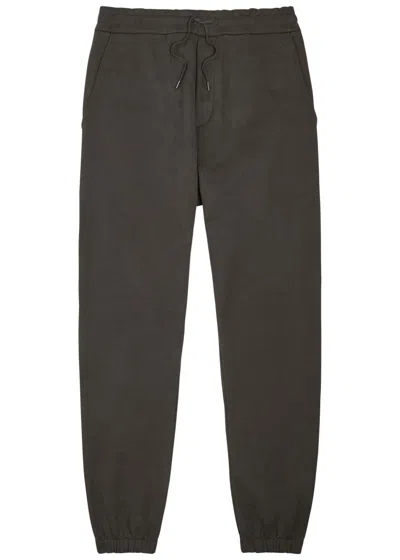 Saint Laurent Logo-embroidered Cotton Sweatpants In Black