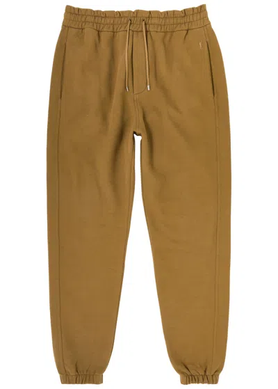 Saint Laurent Logo-embroidered Cotton Sweatpants In Camel