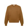 Saint Laurent Logo-embroidered Cotton Sweatshirt In Brown