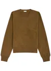 Saint Laurent Logo-embroidered Cotton Sweatshirt In Brown