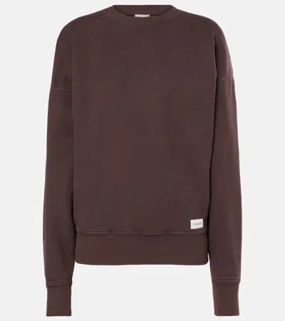 SAINT LAURENT LOGO EMBROIDERED COTTON SWEATSHIRT