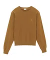 Saint Laurent Logo-embroidered Cotton Sweatshirt In Brown