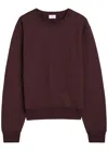 Saint Laurent Logo-embroidered Cotton Sweatshirt In Burgundy
