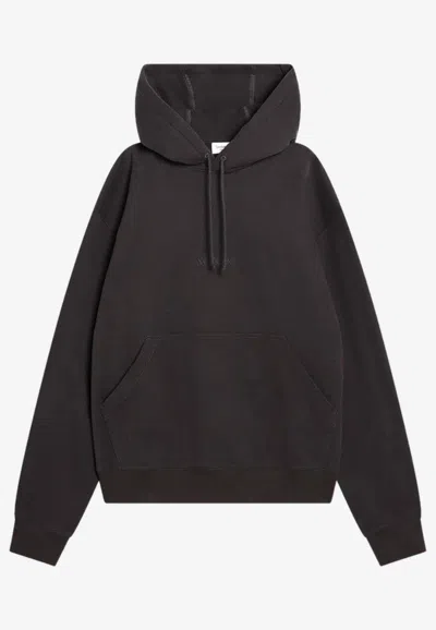SAINT LAURENT LOGO EMBROIDERED DRAWSTRING HOODIE