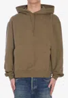Saint Laurent Hooded Sweatshirt With Logo In Green