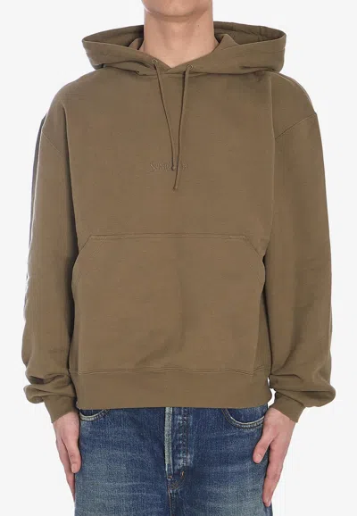 SAINT LAURENT LOGO EMBROIDERED DRAWSTRING HOODIE
