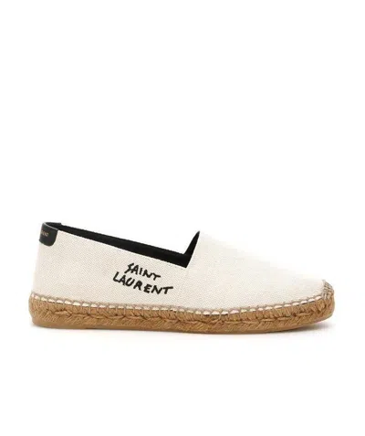 SAINT LAURENT SAINT LAURENT LOGO EMBROIDERED SLIP-ON ESPADRILLES