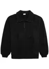Saint Laurent Logo-embroidered Cotton-jersey Half-zip Sweatshirt In Black