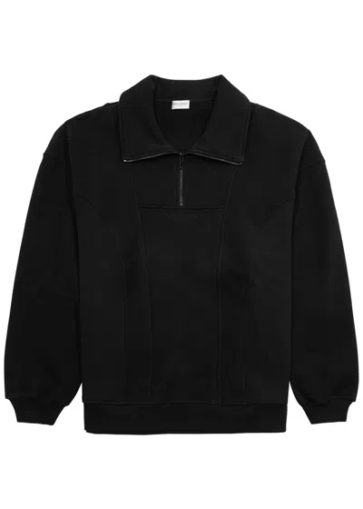 Saint Laurent High-neck Cotton-jersey Half-zip Sweatshirt In Black