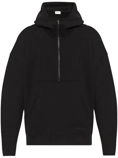 SAINT LAURENT LOGO-EMBROIDERED HALF-ZIP HOODIE