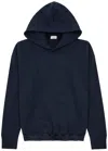 Saint Laurent Logo-embroidered Hooded Sweatshirt In Navy