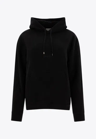 Saint Laurent Logo Embroidered Hooded Sweatshirt In Black