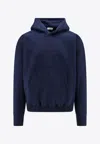 Saint Laurent Logo-embroidered Hooded Sweatshirt In Blue