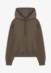 Saint Laurent Logo Embroidered Hooded Sweatshirt In Khaki
