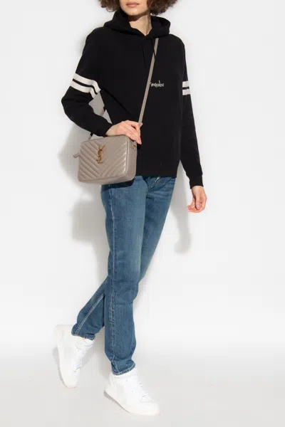 Saint Laurent Logo-embroidered Hoodie In Black