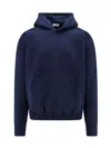 Saint Laurent Logo-embroidered Hooded Sweatshirt In Blue