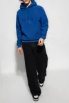 Saint Laurent Logo Cotton Hoodie In Blue