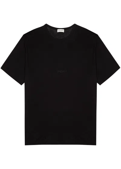 SAINT LAURENT SAINT LAURENT LOGO-EMBROIDERED JERSEY T-SHIRT