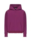 Saint Laurent Logo Embroidered Long-sleeved Hoodie In Fuchsia
