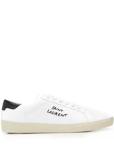 Saint Laurent Logo-embroidered Low-top Trainers In White