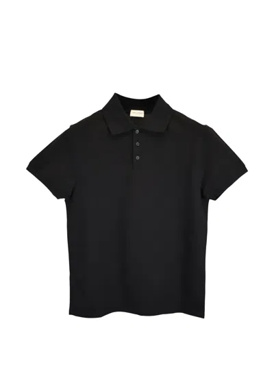 Pre-owned Saint Laurent Logo-embroidered Polo Shirt In Black