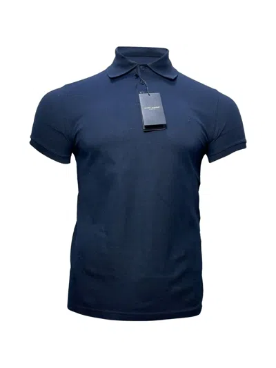 Pre-owned Saint Laurent Logo-embroidered Polo Shirt In Blue