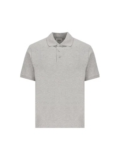 Saint Laurent Logo Embroidered Polo Shirt In Grischine