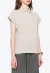 Saint Laurent Cassandra Cap Sleeve Polo Top In Gray
