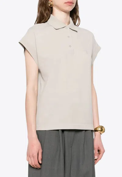 SAINT LAURENT LOGO EMBROIDERED POLO T-SHIRT