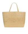 Saint Laurent Logo-embroidered Raffia Tote Bag In Nude