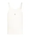 Saint Laurent White Tank Top With Cassandre Detail In Ribbed Cotton Man In White